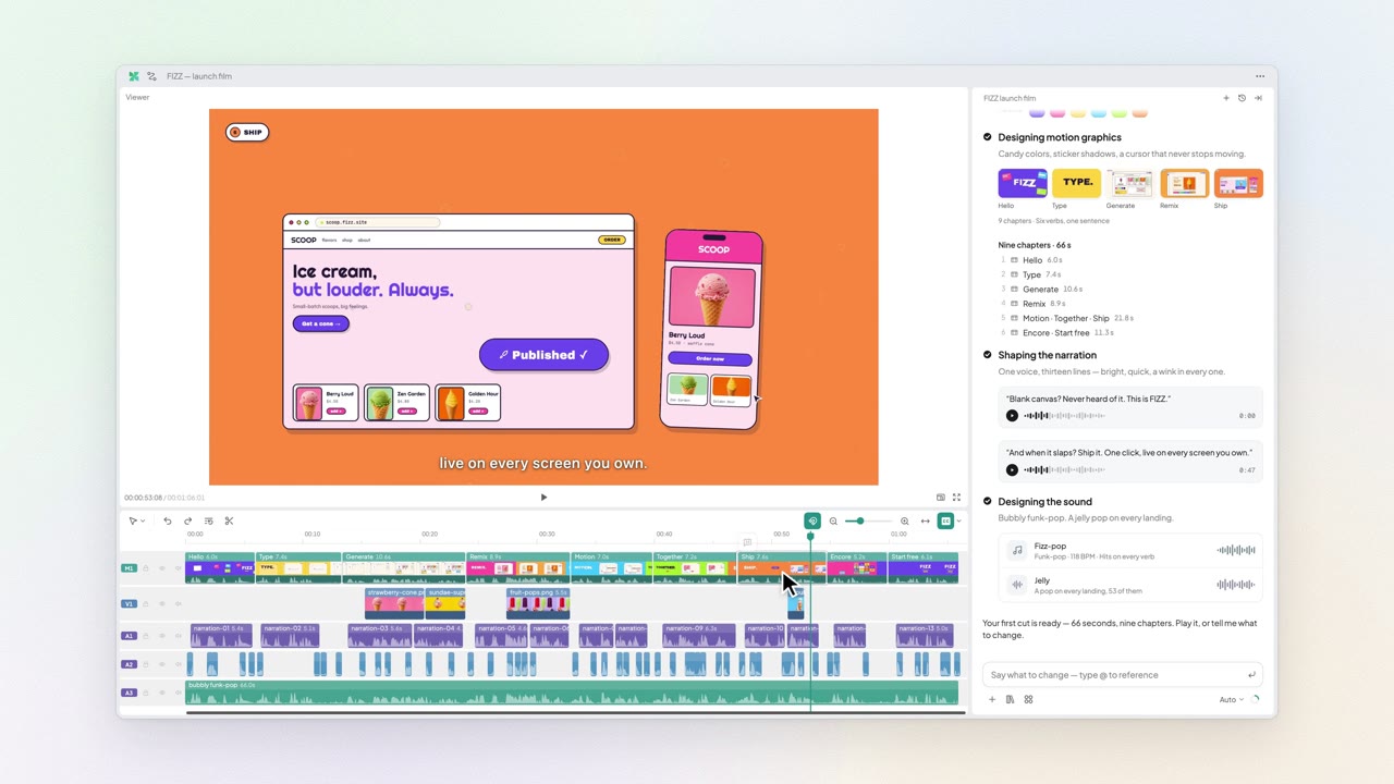 AnimSpark - AI-made launch videos with an editable timeline